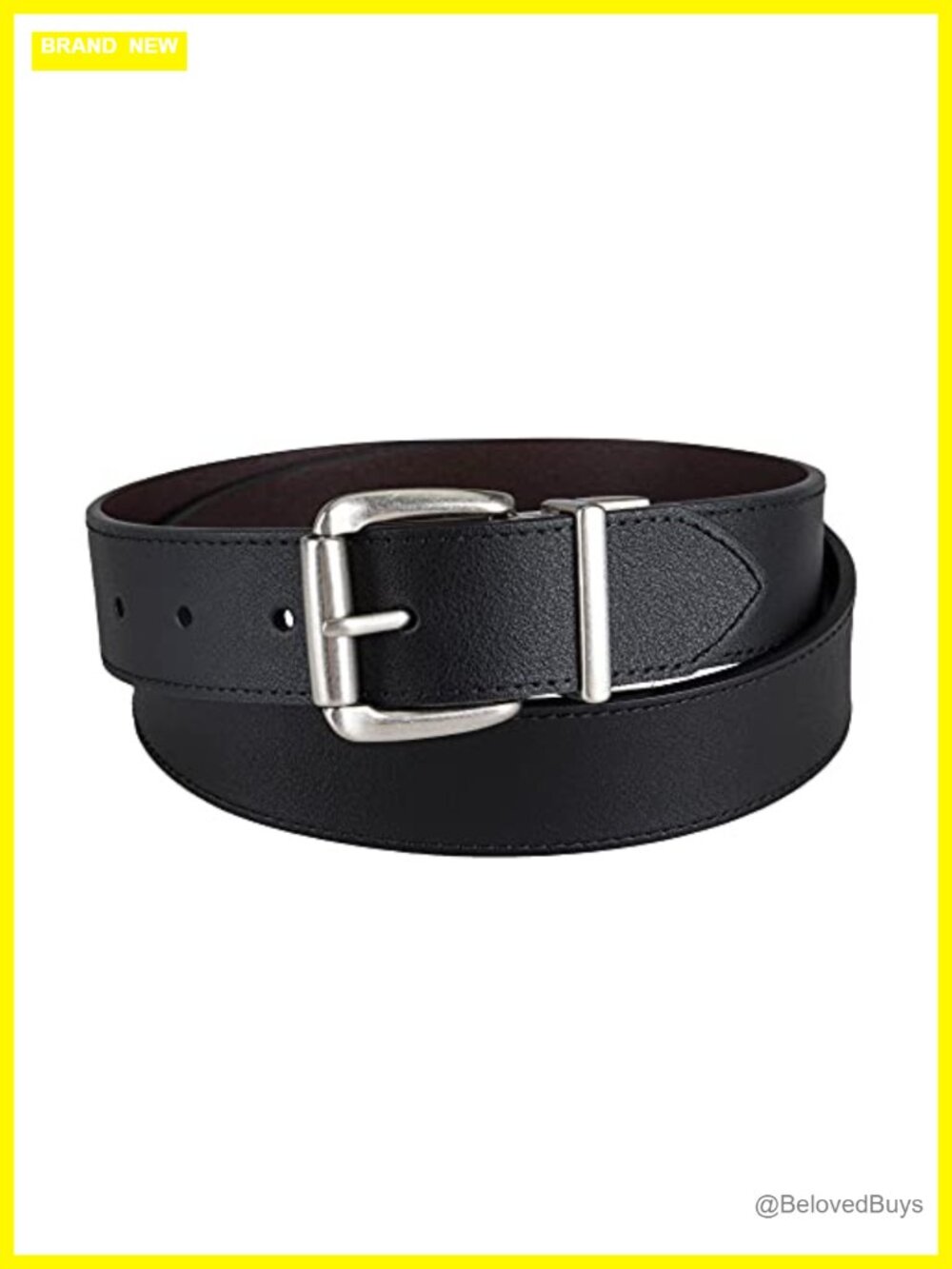 Reversible Casual Workwear Belt with Roller Buckle - Faux Leather